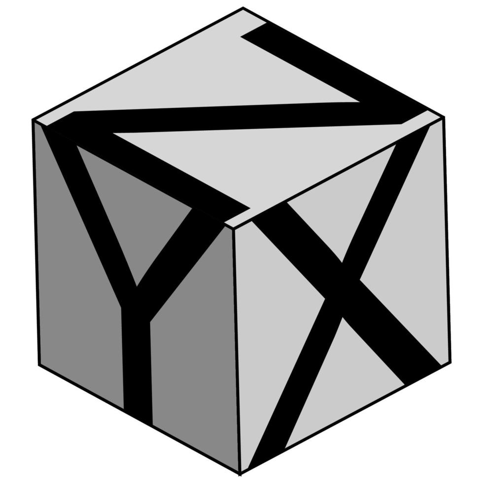 ikon xyz axel, 3d pil Plats, pilar kub matematik systemet vektor
