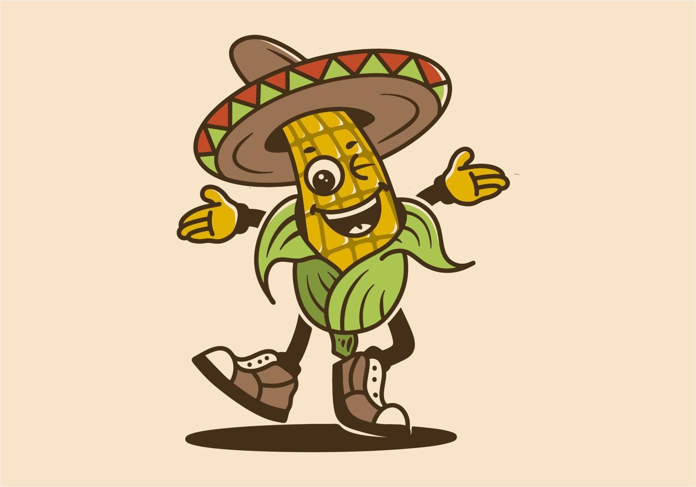 Maskottchen Charakter von Mexikaner Essen eloten mit glücklich Gesicht vektor