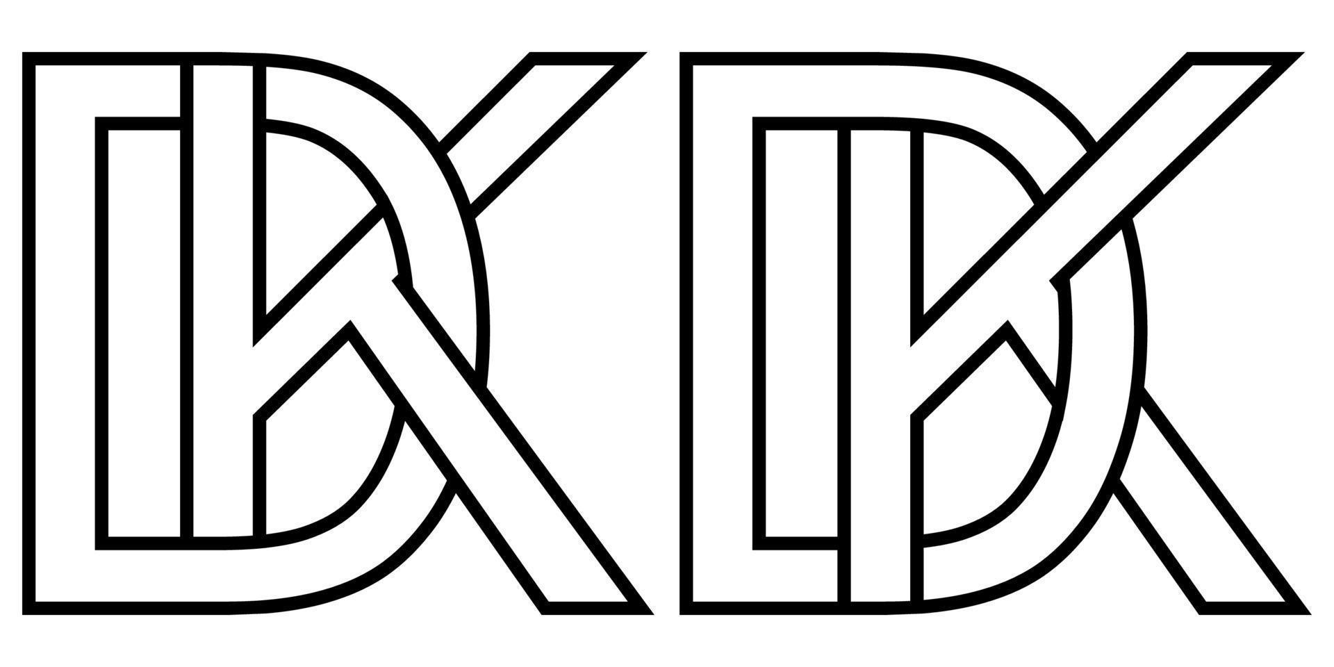 Logo dk und kd Symbol Zeichen zwei interlaced Briefe d k, Vektor Logo dk kd zuerst Hauptstadt Briefe Muster Alphabet d k