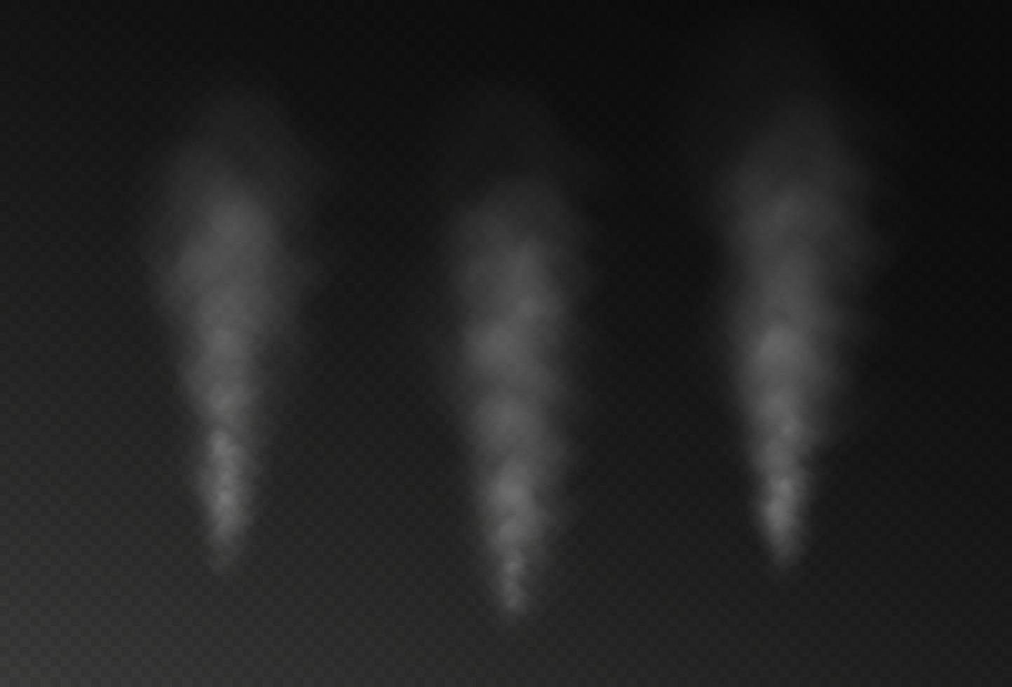 realistisch Dampf, heiß Dampf, Luftbefeuchter Nebel, transparent Nebel Overlay bewirken isoliert auf dunkel Hintergrund vektor