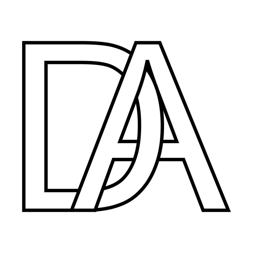 logotyp tecken da annons, ikon tecken interlaced brev d en vektor