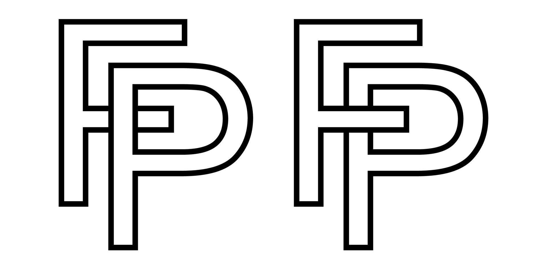 logotyp tecken fp pf ikon tecken interlaced brev p, f vektor logotyp pf, fp först huvudstad brev mönster alfabet p f