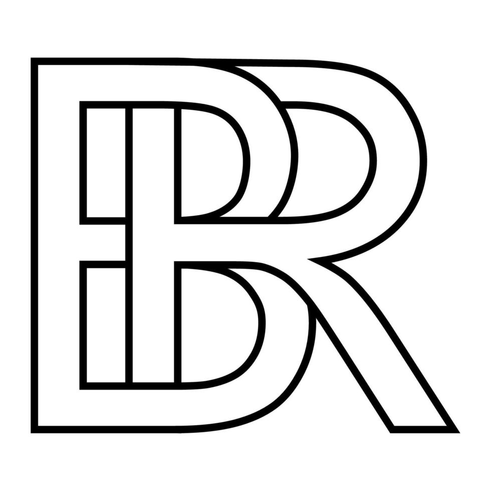 logotyp tecken br, rb ikon tecken två interlaced brev b och r vektor logotyp br rb först huvudstad brev mönster alfabet b, r