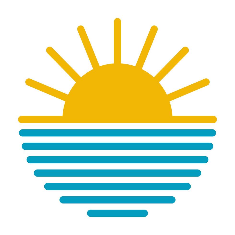 logotyp Sol slå samman hav, ikon vatten himmel strand sommar resa vektor