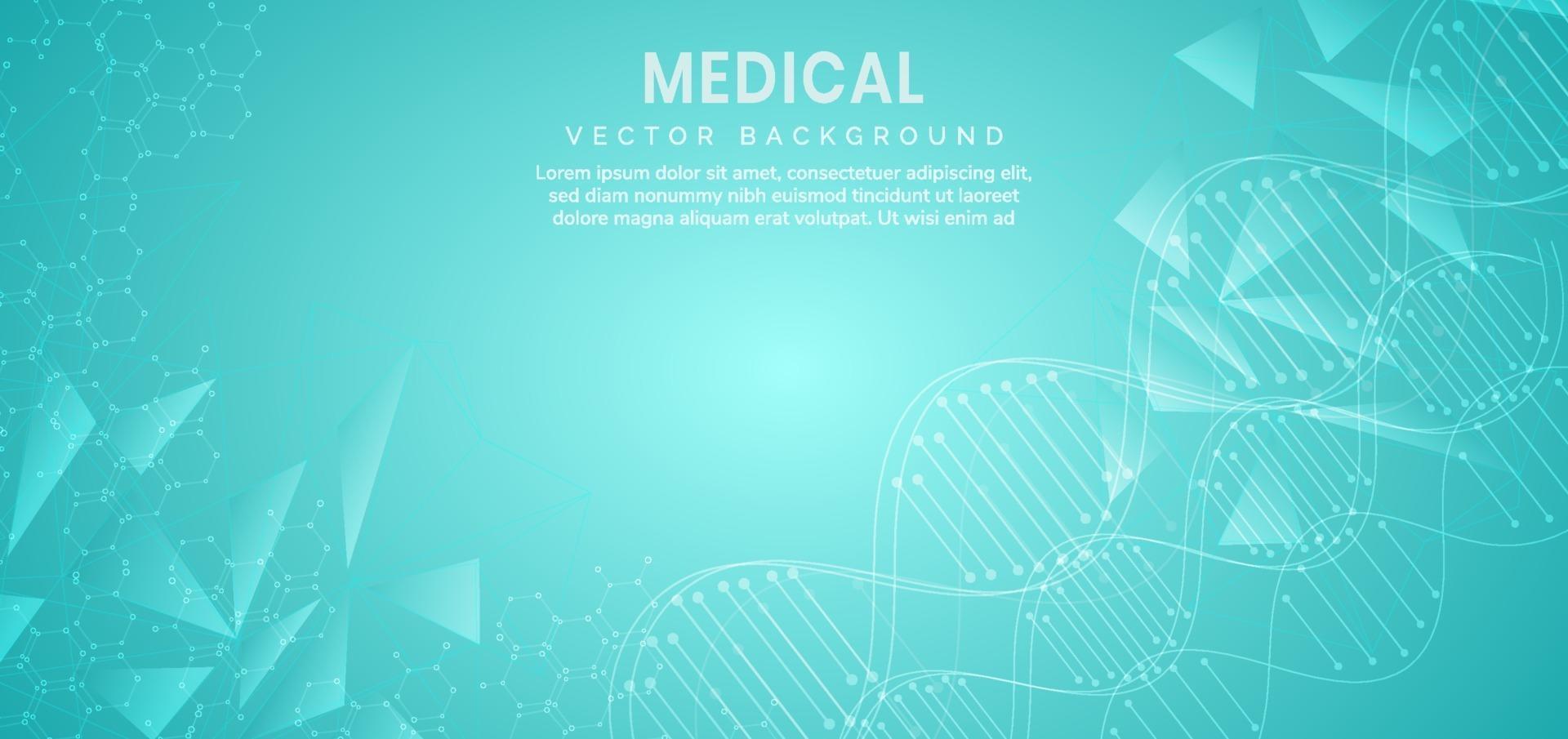 Vorlage für Wissenschafts- und Technologiekonzept oder Banner mit DNA-Molekülen. vektor