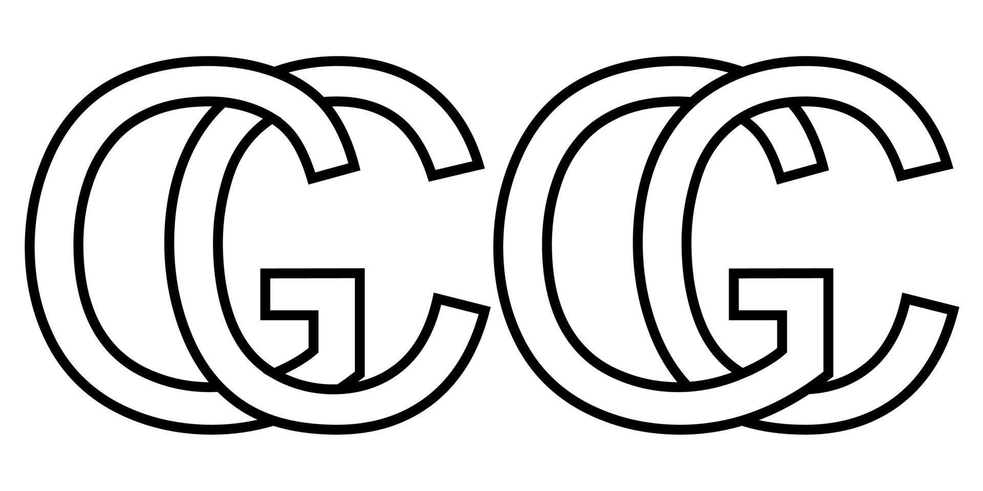 Logo Zeichen gc cg Symbol Zeichen interlaced Briefe C, G Vektor Logo gc, cg zuerst Hauptstadt Briefe Muster Alphabet G, c