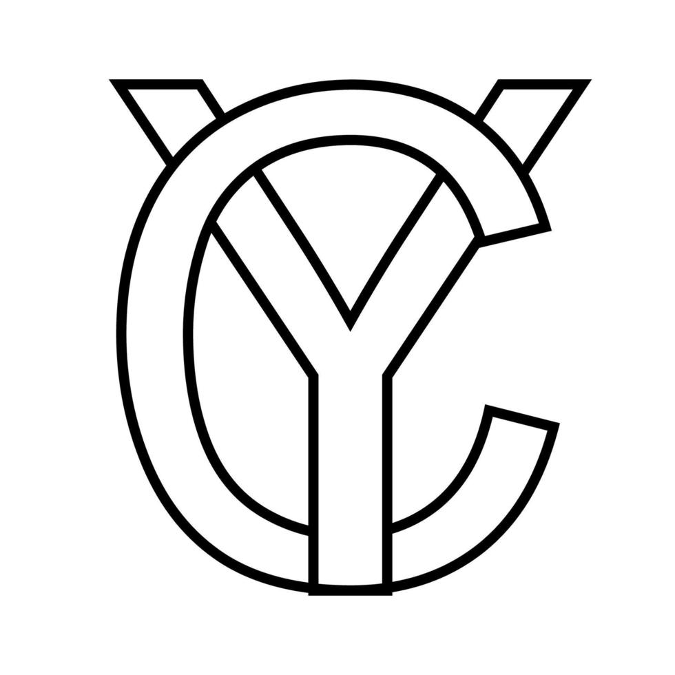 logotyp tecken yc cy ikon tecken interlaced brev c y vektor