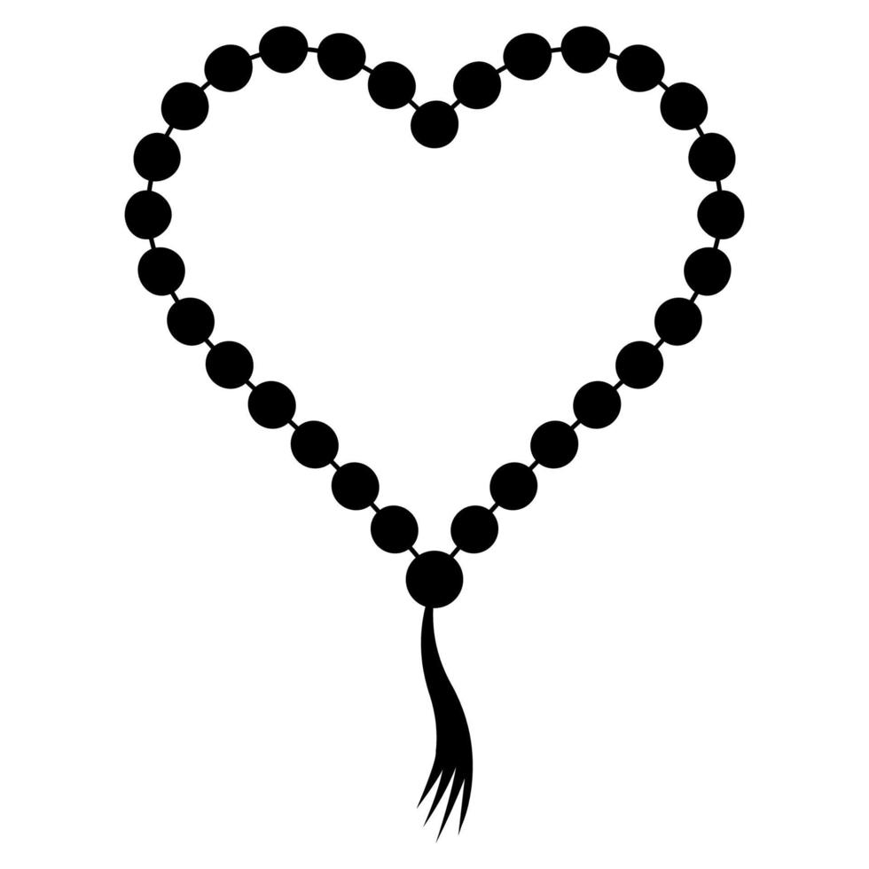 bön pärlor vikta i de form av en hjärta, vektor bön pärlor symbol kärlek för Gud tro och fred