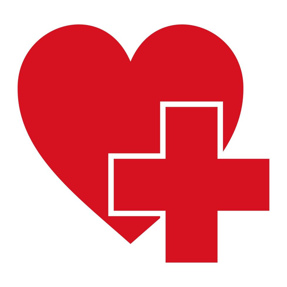 tecken symbol hälsa logotyp sjukhus vektor röd korsa och de hjärta ikon är en symbol av hälsa