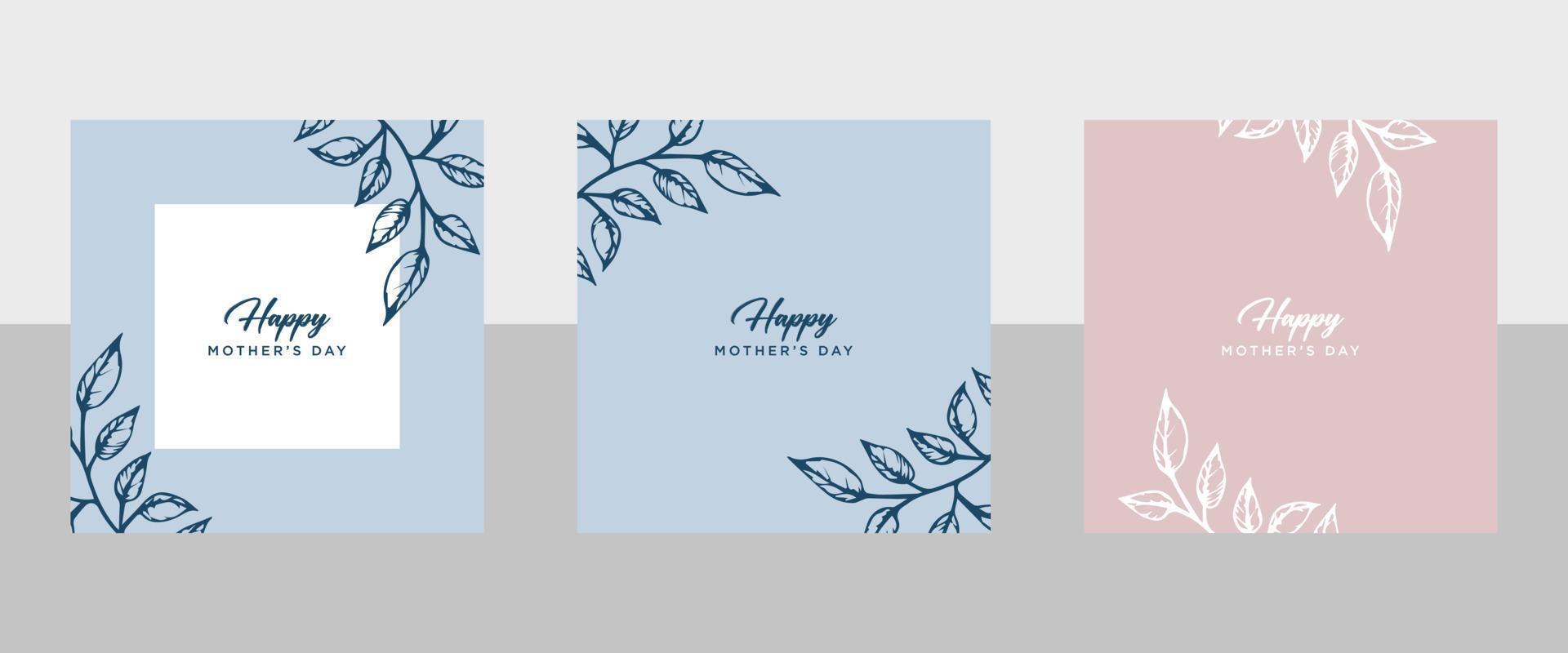 glücklich Mutter Tag Vektor Gruß Karte einstellen mit schön Blumen und Herzen. Single Linie Zeichnung von Rose. minimalistisch Stil Illustration