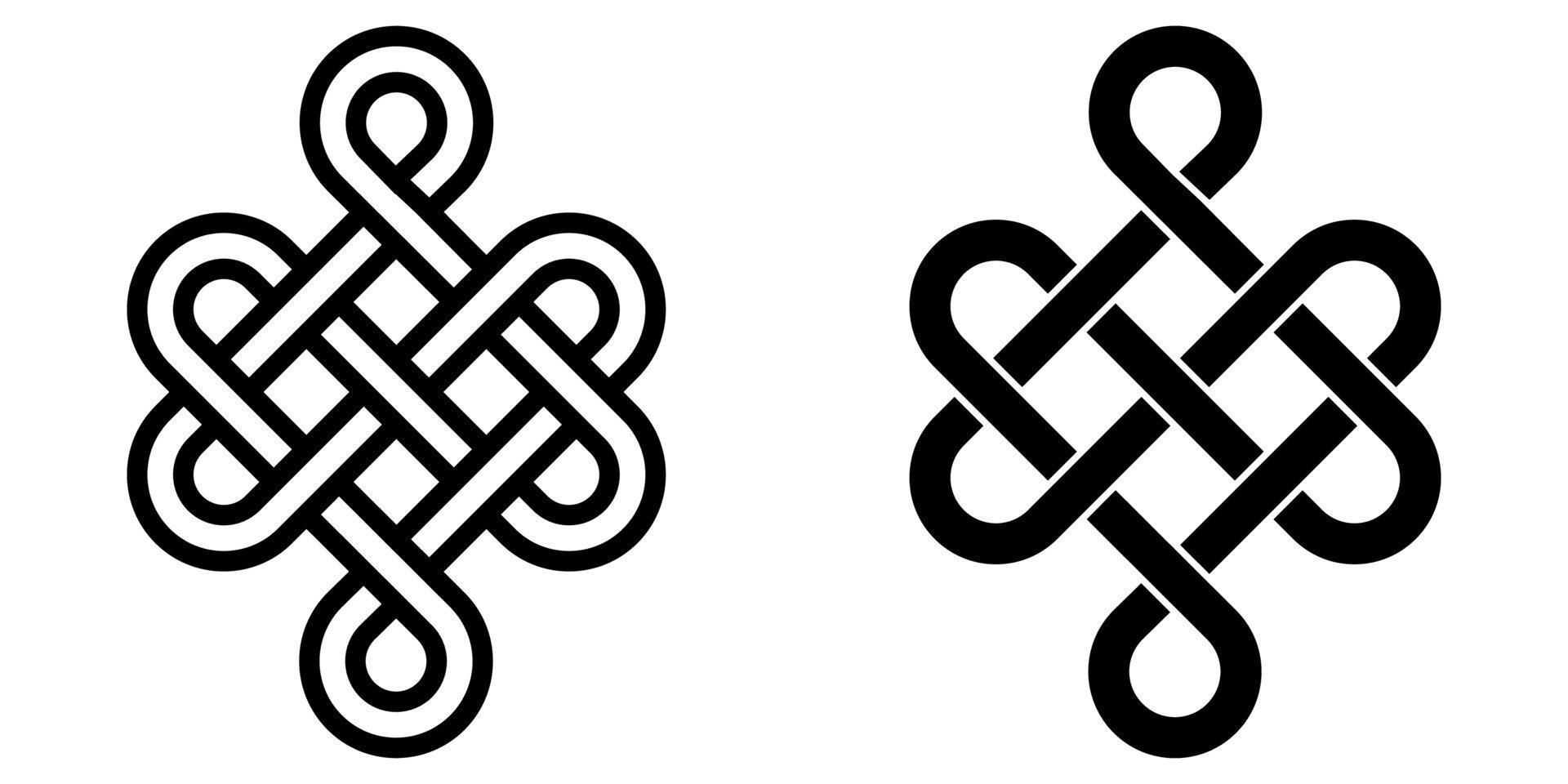 mystisch Knoten von Langlebigkeit und Gesundheit, Feng Shui Glück Zeichen, Vektor Unendlichkeit Knoten, tätowieren von das Symbol Gesundheit von Okkultismus und Hexerei