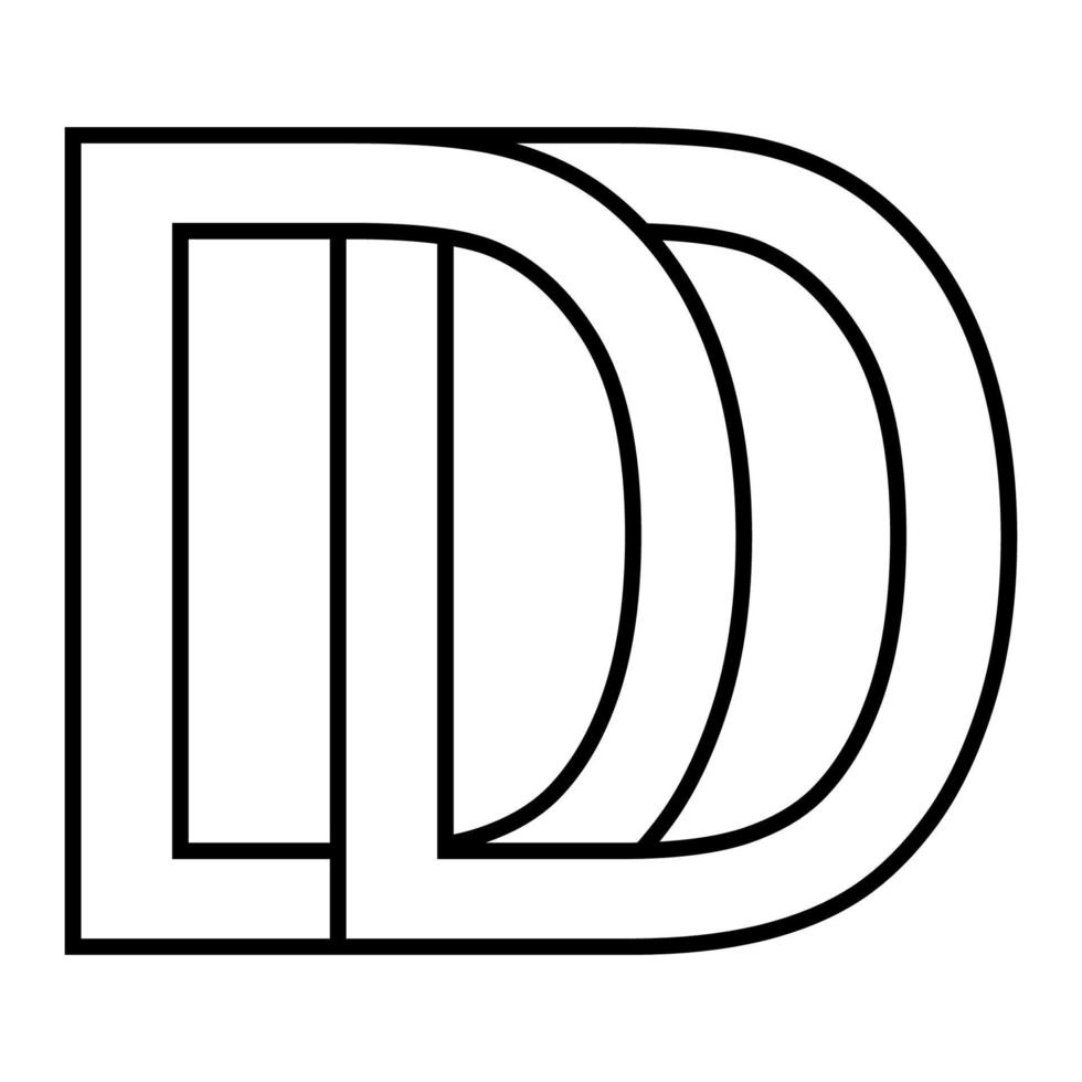 logotyp tecken dd ikon tecken sammanflätade, brev d vektor