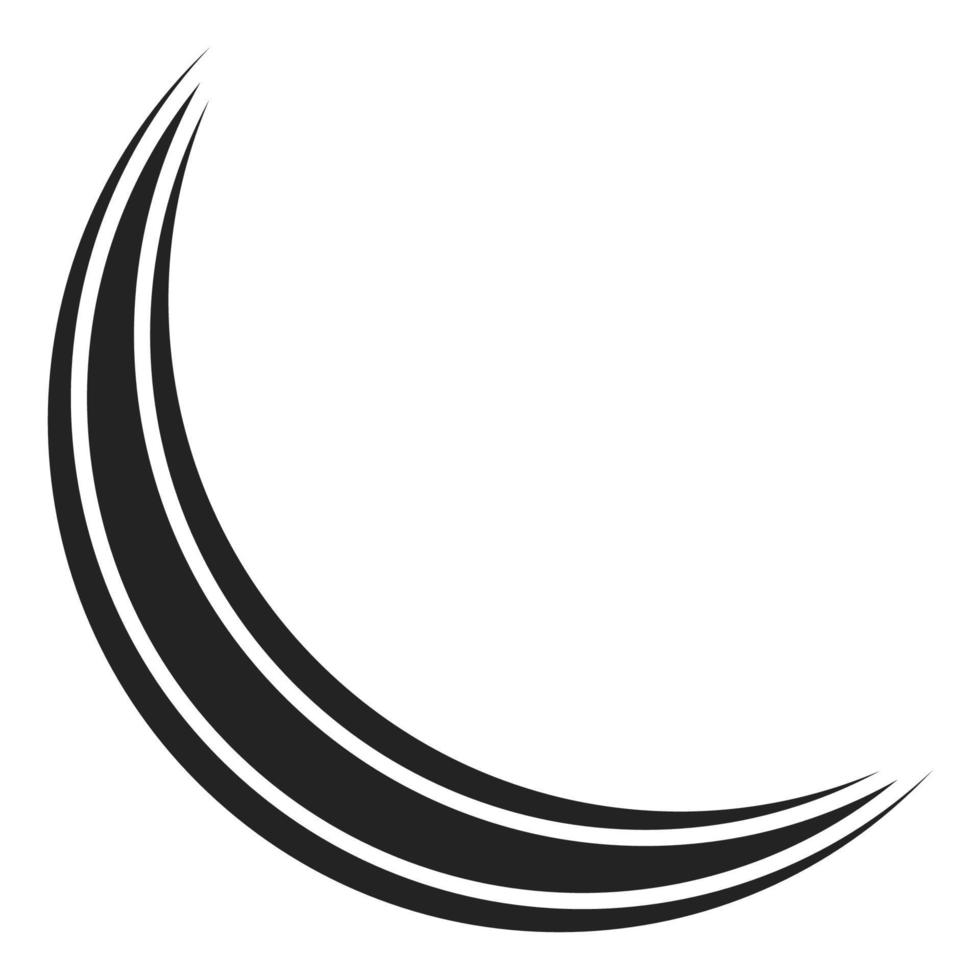 Logo gebogen verdreifachen Streifen im das gestalten von ein Halbmond Mond vektor