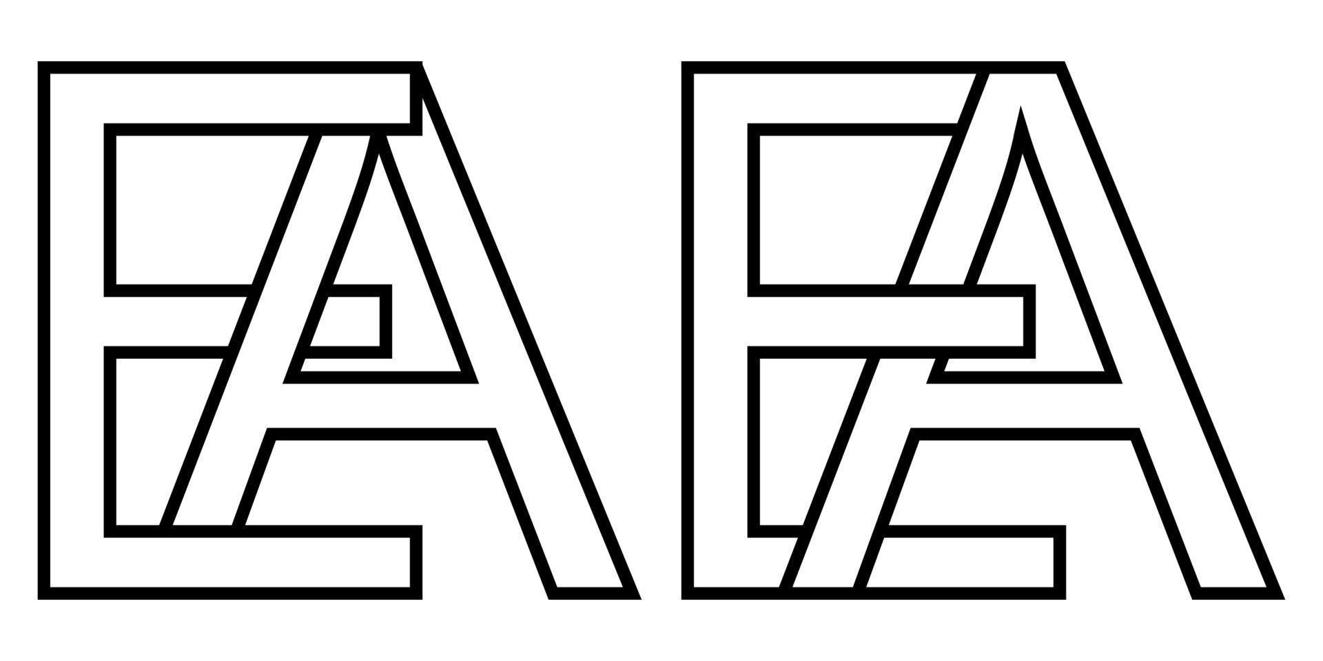 Logo ae und ea Symbol Zeichen zwei interlaced Briefe ein e, Vektor Logo ae ea zuerst Hauptstadt Briefe Muster Alphabet ein e