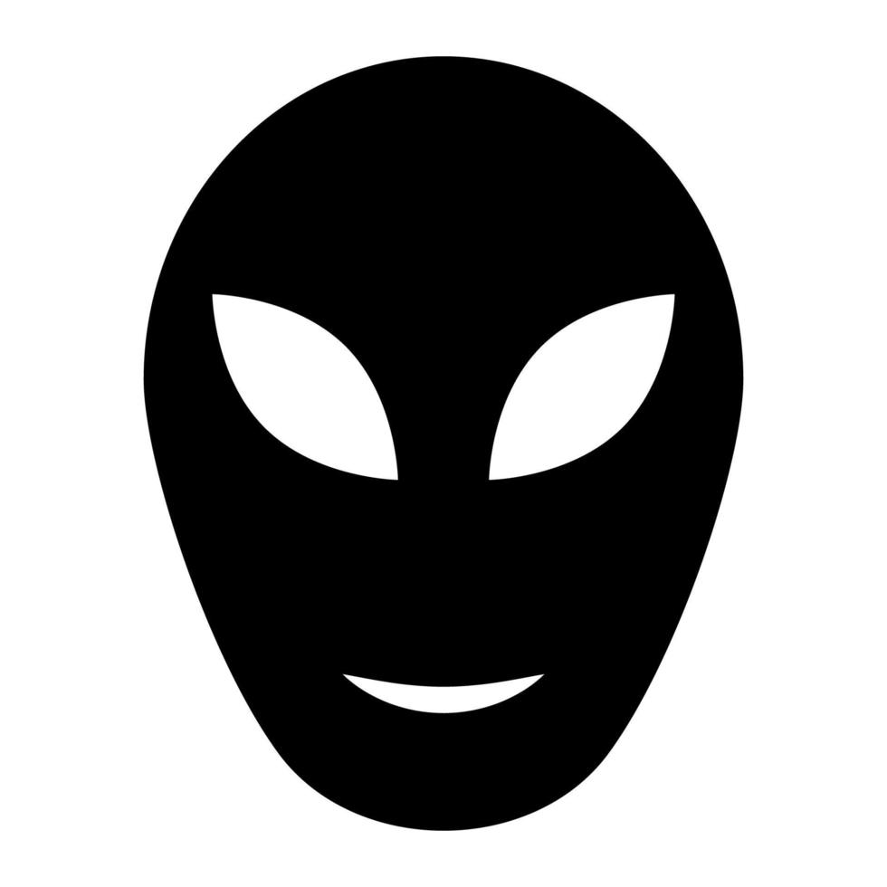 Außerirdischer Kopf Zeichen, UFO Außerirdischer Humanoid Symbol Lager Illustration vektor