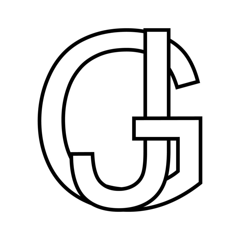 logotyp tecken gj jg ikon nft interlaced brev g j vektor