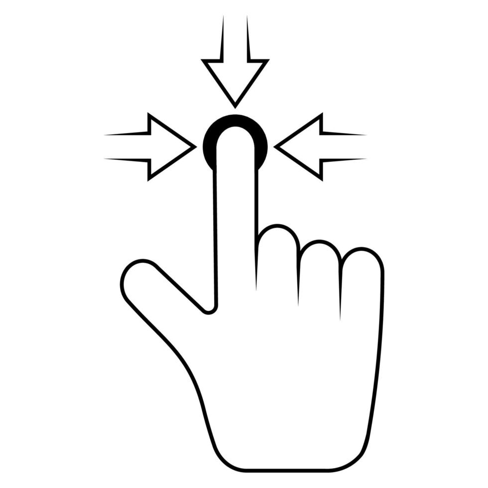 klicken Hier das Hand Symbol mit das Taste Zeiger Finger und Pfeil vektor