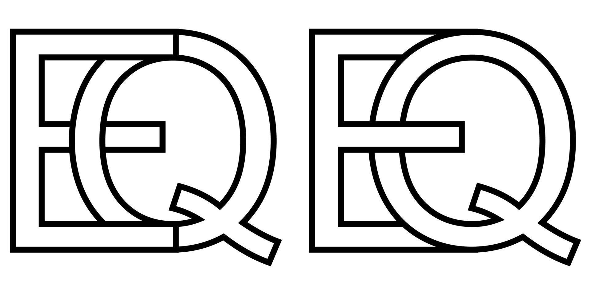 logotyp tecken ekv qe ikon tecken interlaced brev q, e vektor logotyp ekv, qe först huvudstad brev mönster alfabet e, q