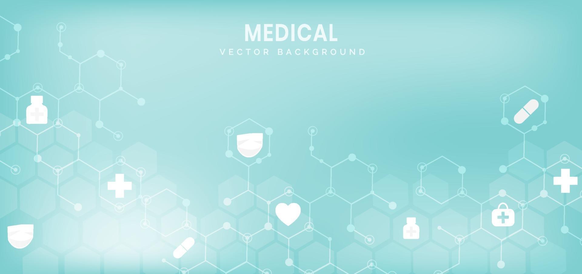 abstrakt blå hexagon mönster bakgrund. medicinska och vetenskapliga koncept och hälsovård ikon mönster. vektor
