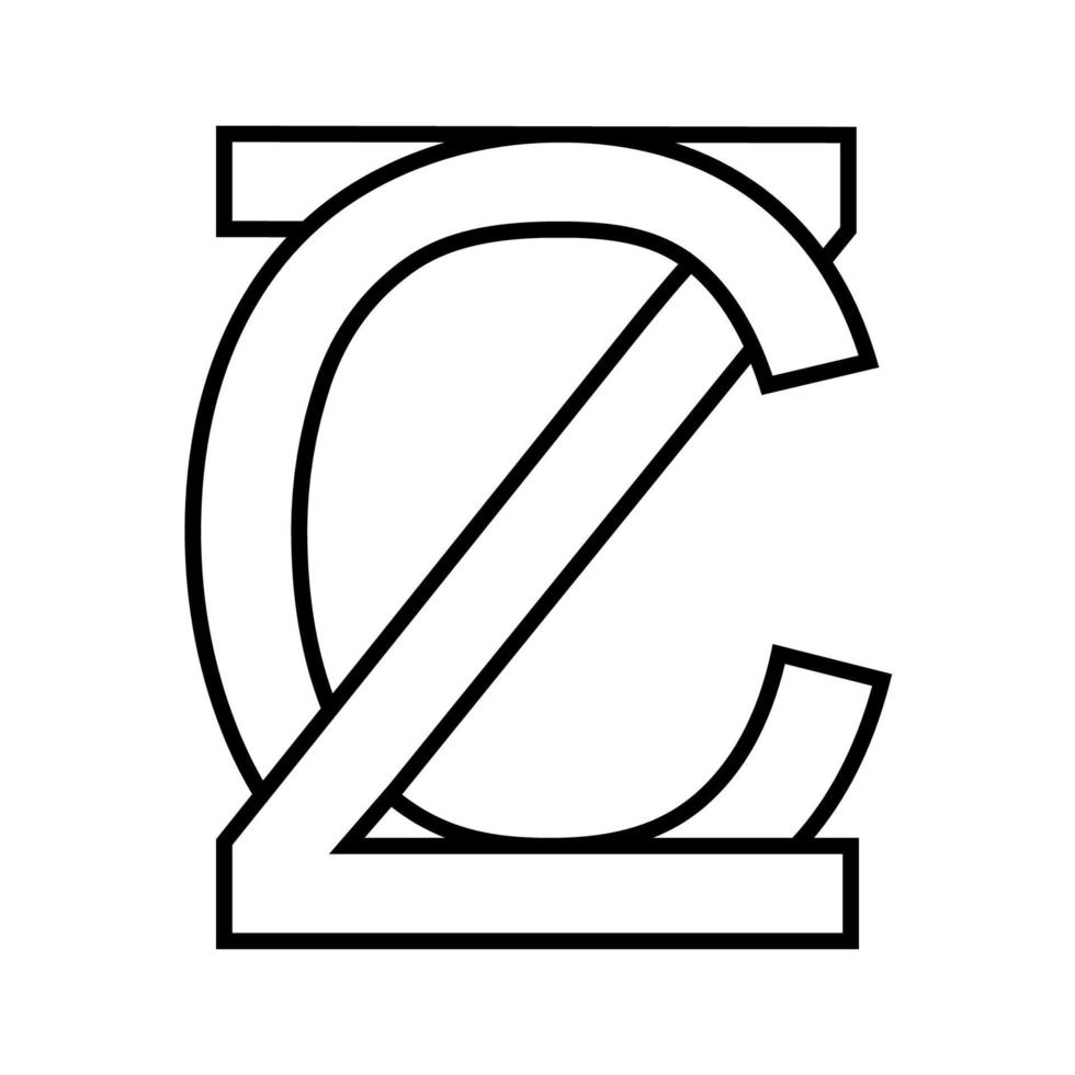 logotyp tecken zc cz ikon tjeck interlaced brev c z vektor