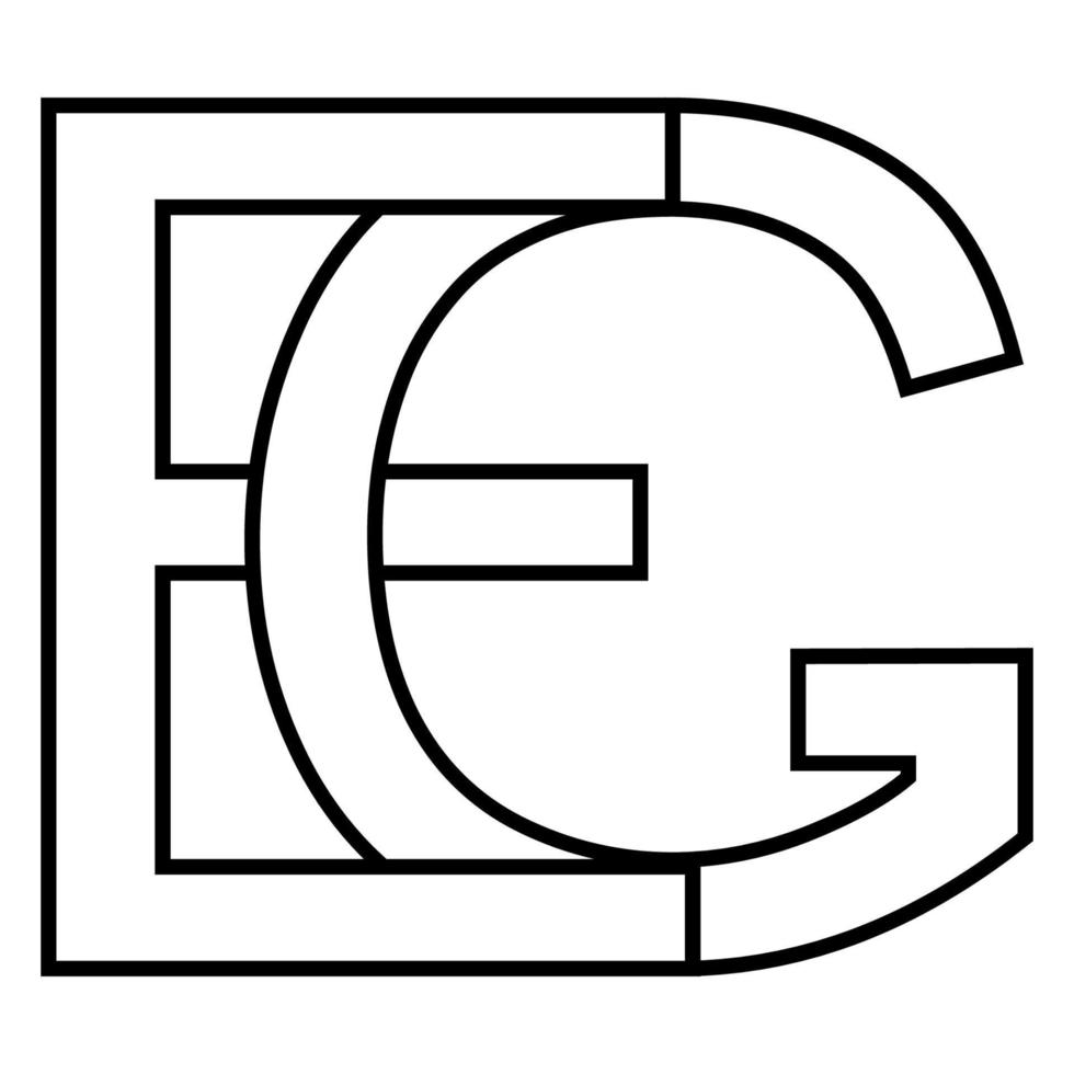 logotyp tecken t.ex ge, ikon nft t.ex sammanflätade, brev e g vektor