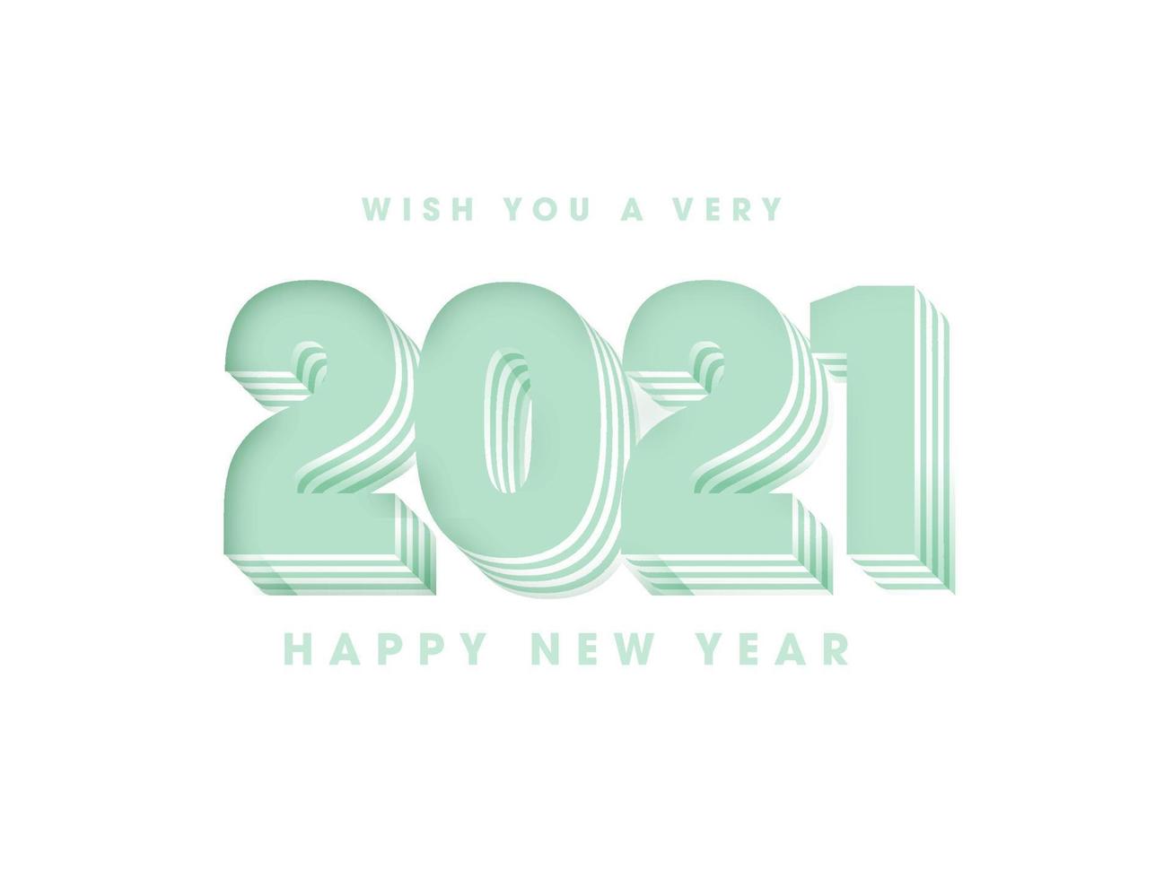 3d geschichtet Stil 2021 Nummer auf Weiß Hintergrund zum glücklich Neu Jahr Feier. können Sein benutzt wie Gruß Karte. vektor