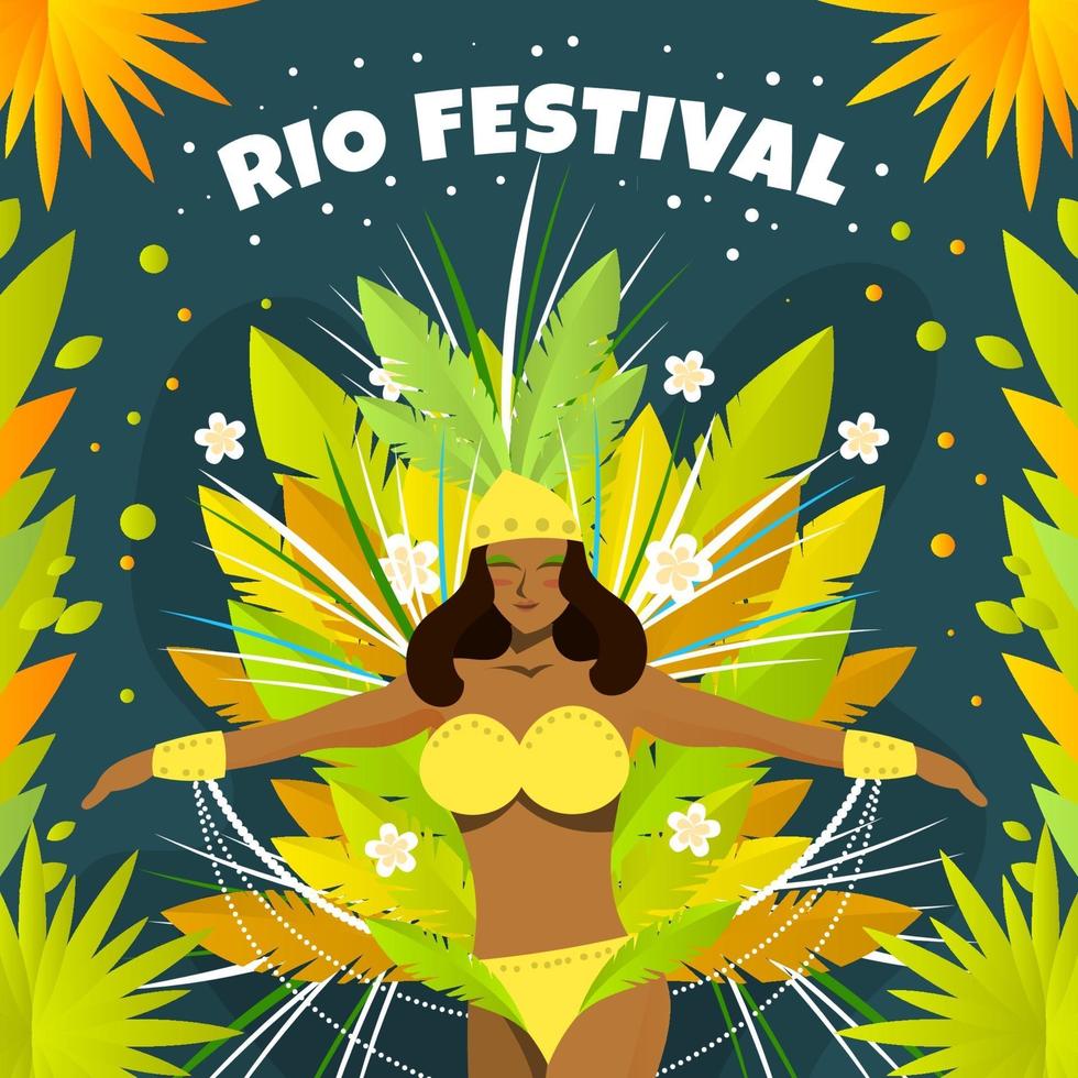 vacker brasiliansk kvinna firar rio festival vektor