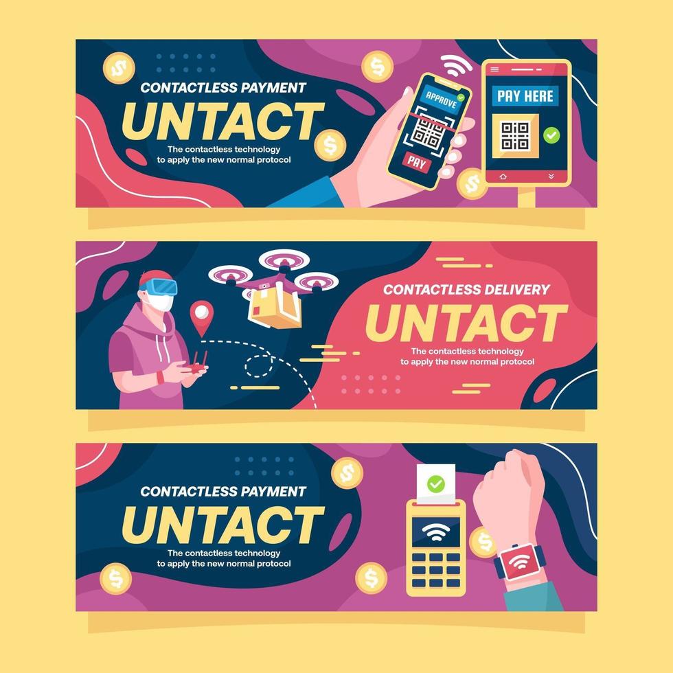 untact kontaktlös teknik banner vektor