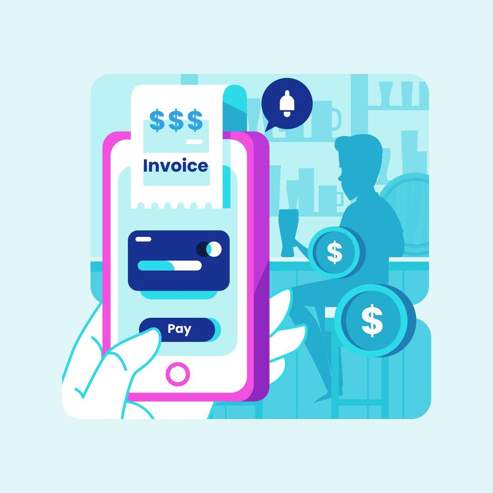 smart mobil betalningskoncept i bar vektor