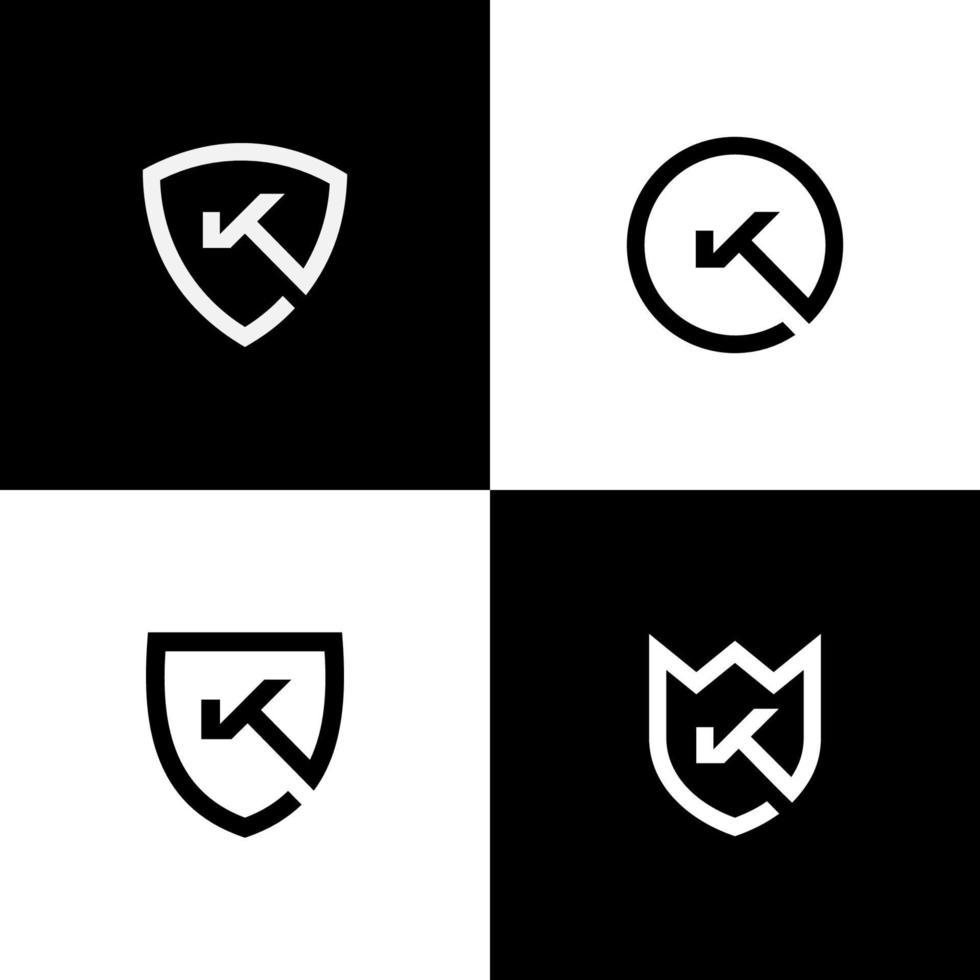 k skydda form monoline minimalistisk logotyp design vektor