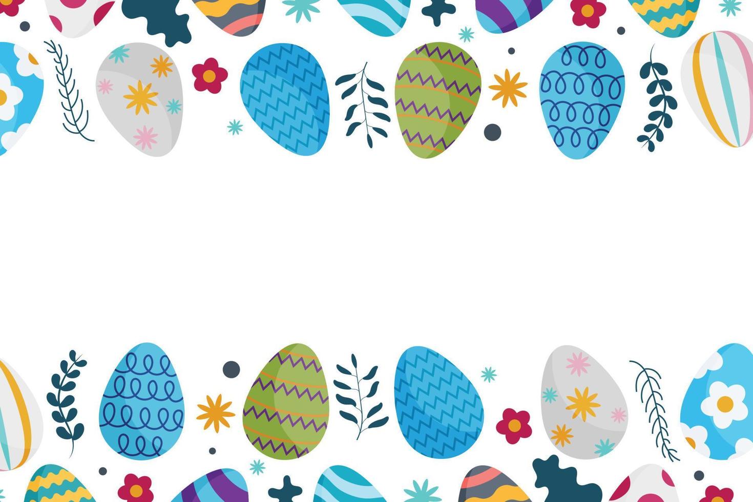 glücklich Ostern Banner im modern minimal Stil mit Eier, Blumen, und Punkte. gut zum Gruß Karte, Banner, Poster, Flyer, und Netz. vektor