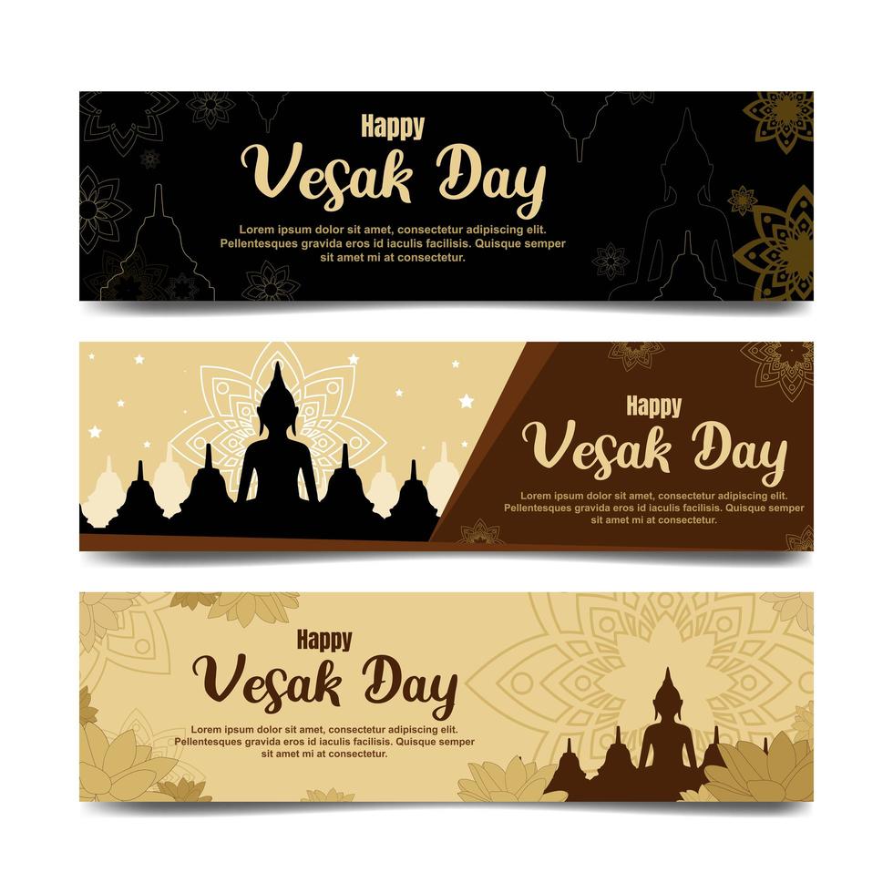 Happy Vesak Day Banner mit flachem Design vektor