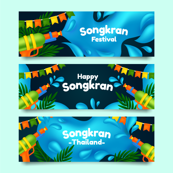 realistische Songkran Festival Banner vektor