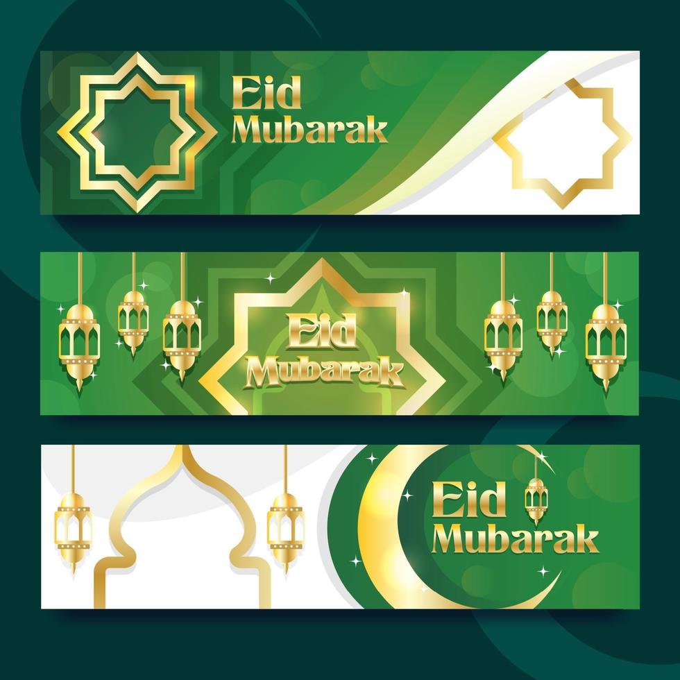 friedliches Gold Eid Mubarak Banner vektor