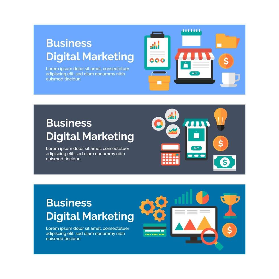 Business- und Digital-Marketing-Bannersammlung vektor