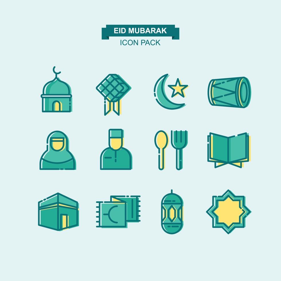 eid mubarak ikonpaket vektor