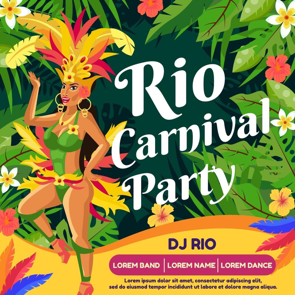 rio karneval fest inbjudan affisch vektor