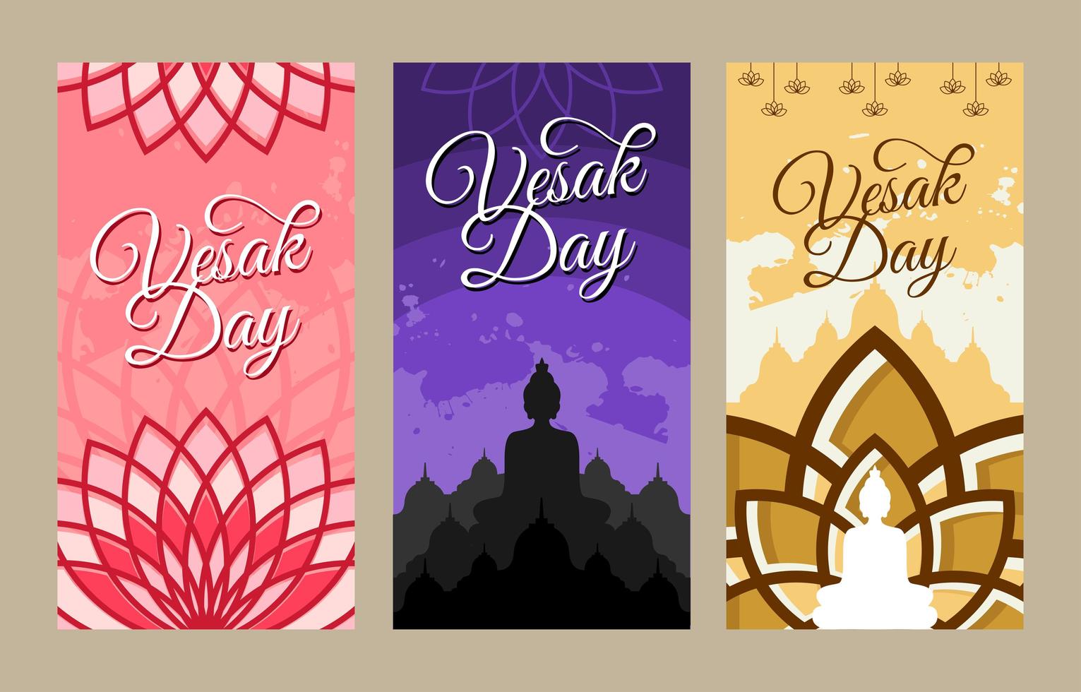 Happy Vesak Day Illustration Banner Set vektor