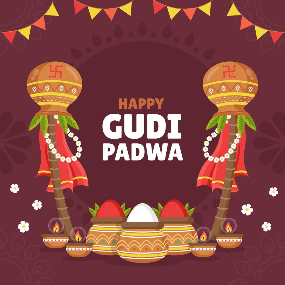 das ruhige und gelassene gudi padwa Festival vektor