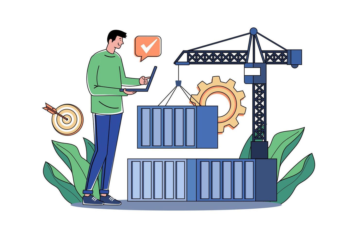 Container Wird geladen Illustration Konzept auf Weiß Hintergrund vektor