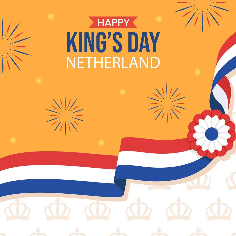 Lycklig kungar nederländerna dag social media bakgrund illustration tecknad serie hand dragen mallar vektor