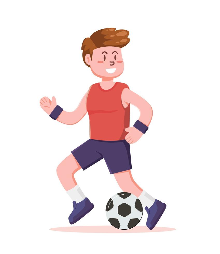 fotboll spelare med de boll. spelar fotboll vektor illustration