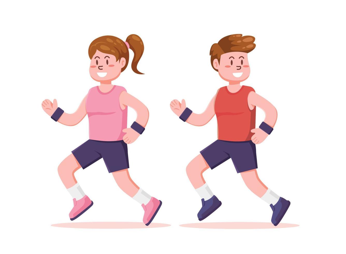 Menschen Laufen Joggen Übung und Athlet Vektor Illustration