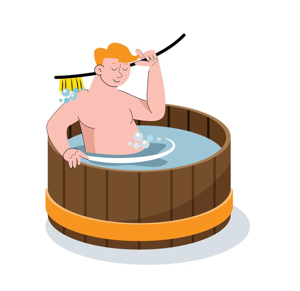 Menschen Baden im heiß Wanne Vektor Illustration