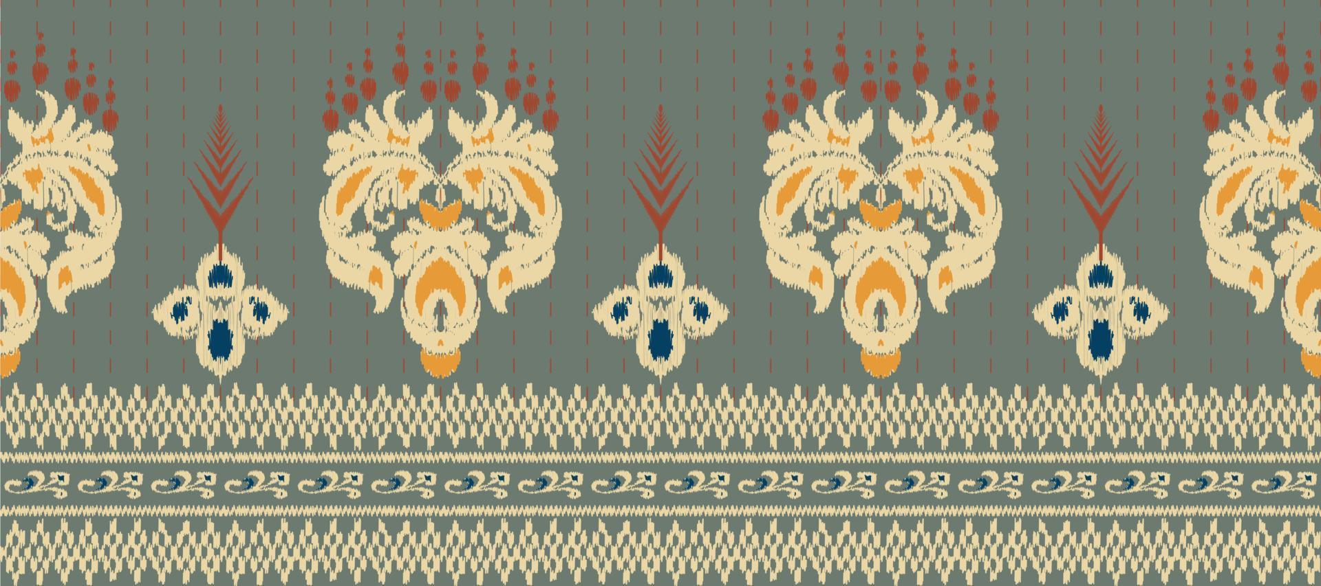 afrikanisch Ikat Paisley Stickerei. Batik Textil- Ikat Streifen nahtlos Muster Digital Vektor Design zum drucken Saree kurti Borneo Stoff Rand Bürste stilvoll