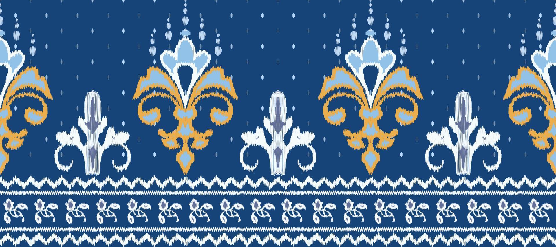 afrikanisch Ikat Paisley Stickerei. ethnisch Ikat nahtlos Muster Stickerei. Batik Textil- nahtlos Muster Digital Vektor Design zum drucken Saree kurti Borneo Stoff Rand ikkat dupatta