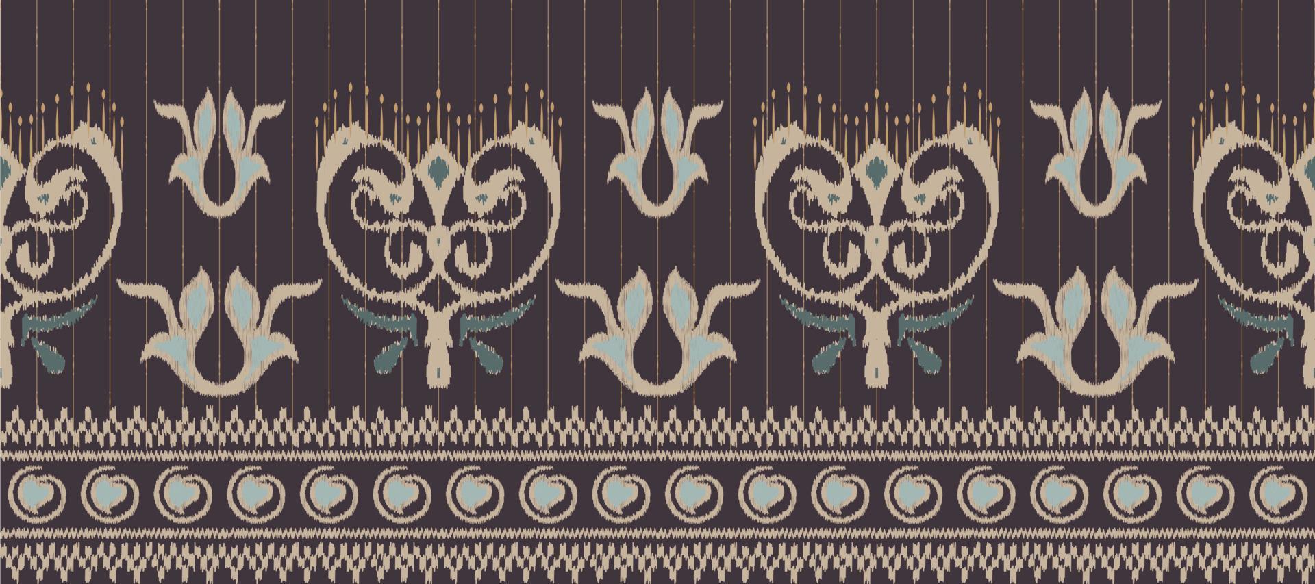 afrikanisch Ikat Paisley Stickerei. Batik Textil- afrikanisch Ikat nahtlos Muster Digital Vektor Design zum drucken Saree kurti Borneo Stoff Rand ikkat dupatta
