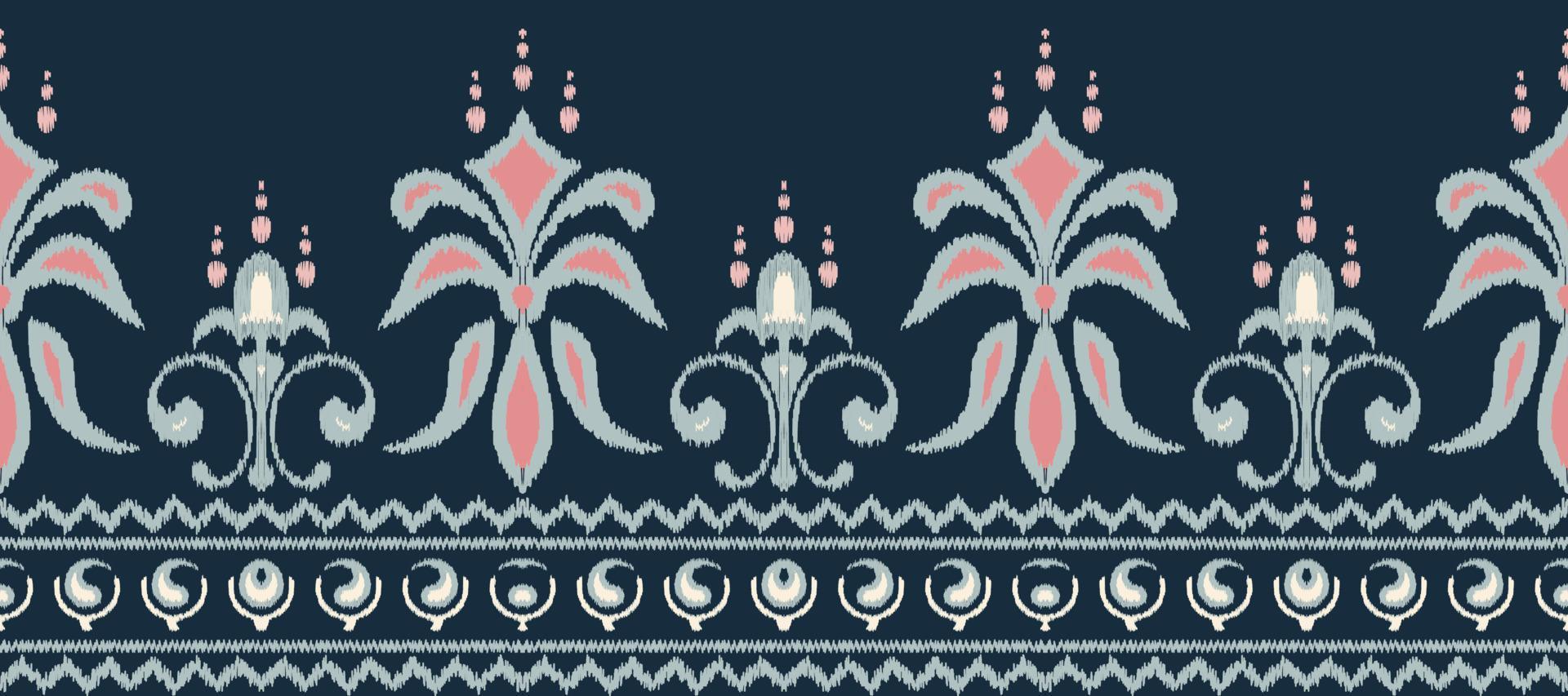 afrikanisch Ikat Paisley Stickerei. ethnisch Ikat nahtlos Muster Stickerei. Batik Textil- nahtlos Muster Digital Vektor Design zum drucken Saree kurti Borneo Stoff Rand ikkat dupatta