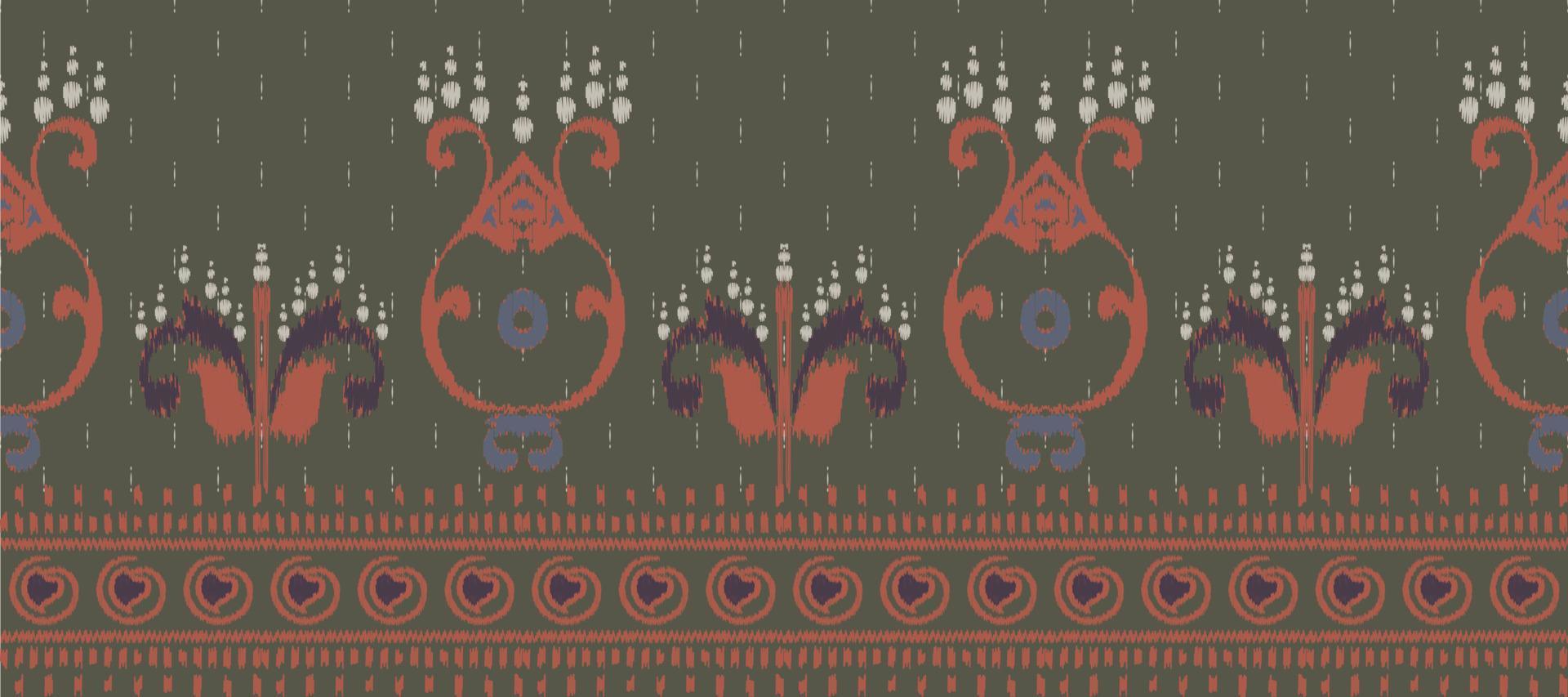 afrikanisch Ikat Paisley Stickerei. Batik Textil- Ikat Blume nahtlos Muster Digital Vektor Design zum drucken Saree kurti Borneo Stoff Rand ikkat dupatta