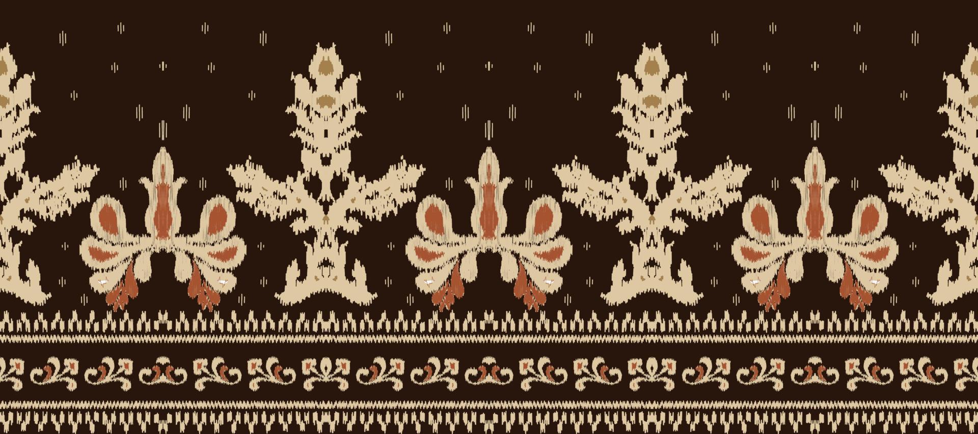 afrikanisch Ikat Paisley Stickerei. Batik Textil- Ikat Damast nahtlos Muster Digital Vektor Design zum drucken Saree kurti Borneo Stoff Rand Bürste stilvoll
